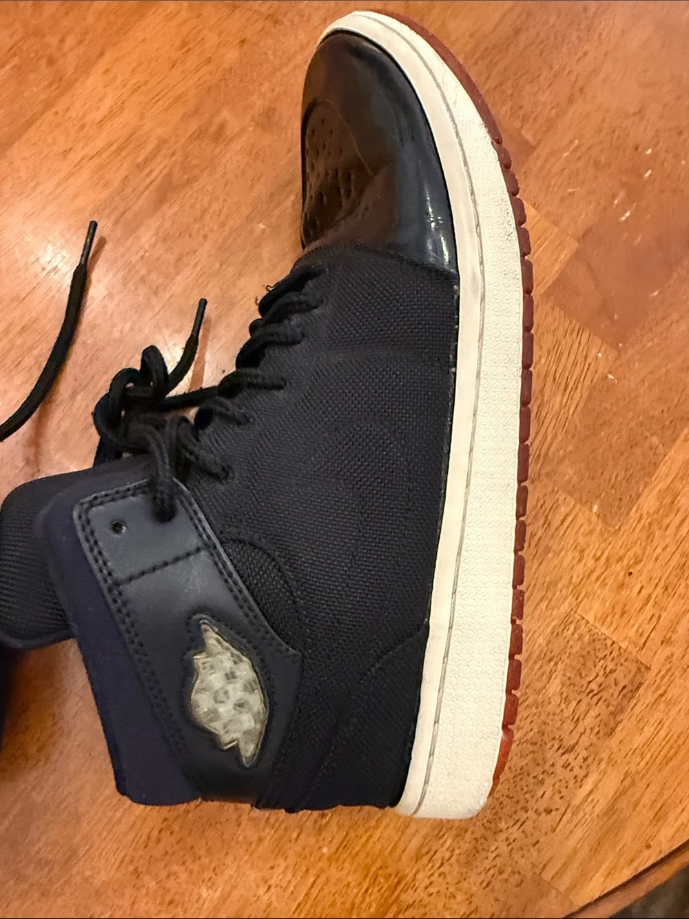 jordan Black High-Top Sneakers with Cream Midsole and Burgundy Outsole 10.5